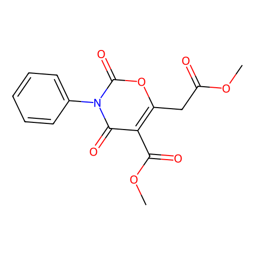 methyl 6-(2-methoxy-2-oxoethyl)-2,4-dioxo-3-phenyl-1,3-oxazi structure