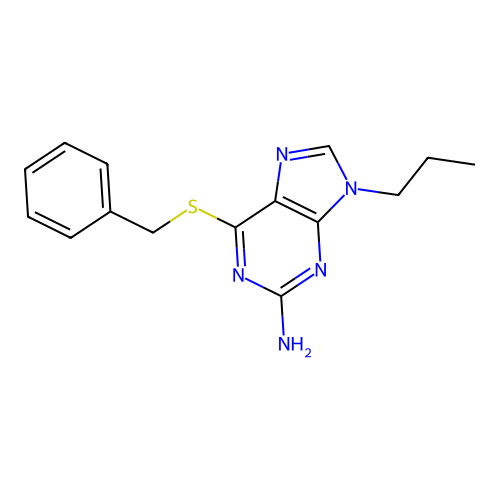 6-(benzylthio)-9-propyl-9H-purin-2-amine structure