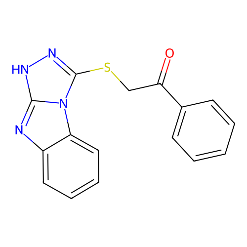 1-phenyl-2-(9H-[1,2,4]triazolo[4,3-a]benzimidazol-3-ylthio)ethanone structure