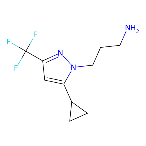 3-[5-cyclopropyl-3-(trifluoromethyl)-1H-pyrazol-1-yl]propan-1-amine structure