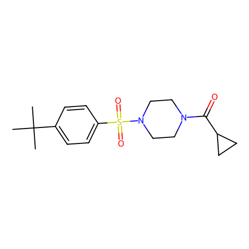 (4-(4-Tert-butylphenylsulfonyl)piperazin-1-yl)(cyclopropyl)methanone structure