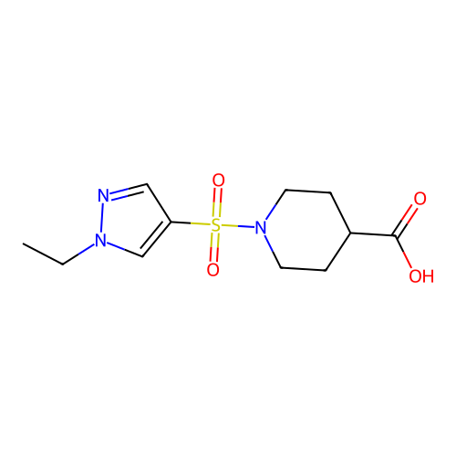 1-[(1-ethyl-1H-pyrazol-4-yl)sulfonyl]piperidine-4-carboxylic acid structure