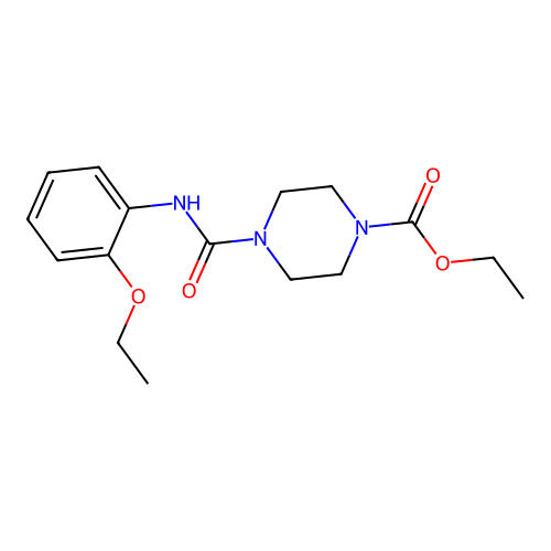 Ethyl 4-(N-(2-ethoxyphenyl)carbamoyl)piperazinecarboxylate structure