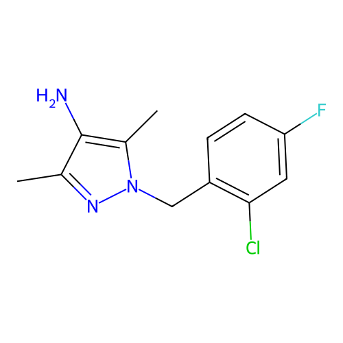 1-(2-chloro-4-fluorobenzyl)-3,5-dimethyl-1H-pyrazol-4-amine structure