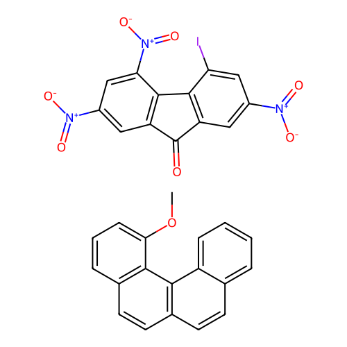 4-Iodo-2,5,7-trinitro-9h-fluoren-9-one-1-methoxybenzo[c]phenanthrene(1:1) structure