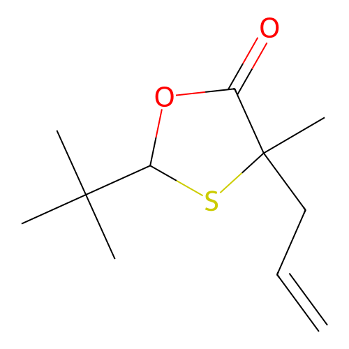 1,3-Oxathiolan-5-one, 2-(1,1-dimethylethyl)-4-methyl-4-(2-propenyl)- structure