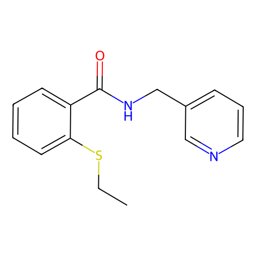 2-(ethylthio)-N-(3-pyridinylmethyl)benzamide structure