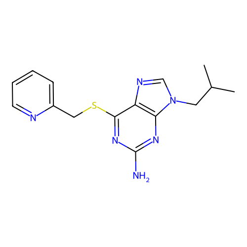 9-(2-Methylpropyl)-6-(pyridin-2-ylmethylsulfanyl)purin-2-amine structure