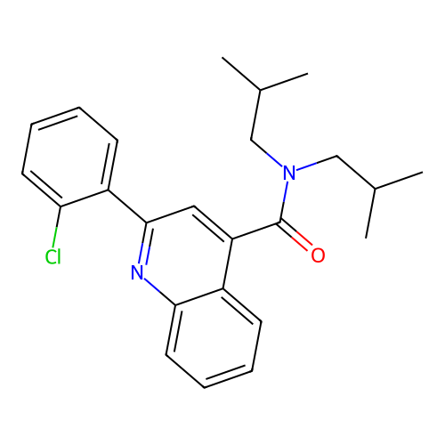 N,N-diisobutyl-2(2-chlorophenyl)-quinoline-4-carboxamide structure