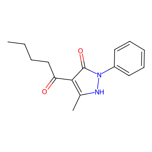 5-methyl-4-pentanoyl-2-phenyl-1H-pyrazol-3-one structure