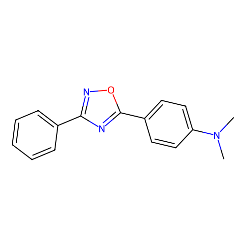 N,N-dimethyl-4-(3-phenyl-1,2,4-oxadiazol-5-yl)aniline structure