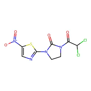 1-(Dichloroacetyl)-3-(5-nitro-2-thiazolyl)-2-imidazolidinone structure