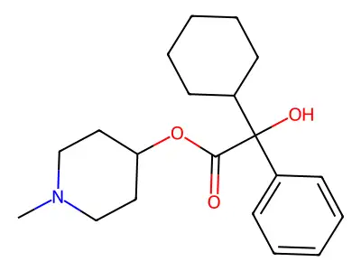 N-methylpiperidine-4-yl-2-cyclohexyl-2-hydroxy-2-phenylacetate structure