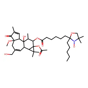3-Oxazolidinyloxy, 2-(6-((9a-(acetyloxy)-1a,1b,4,4a,5,7a,7b,8,9,9a-decahydro-7b-hydroxy-3-(hydroxymethyl)-4a-methoxy-1,1,6,8-tetramethyl-5-oxo-1H-cyclopropa(3,4)benz(1,2-e)azulen-9-yl)oxy)-6-oxohexyl)-4,4-dimethyl-2-pentyl- structure