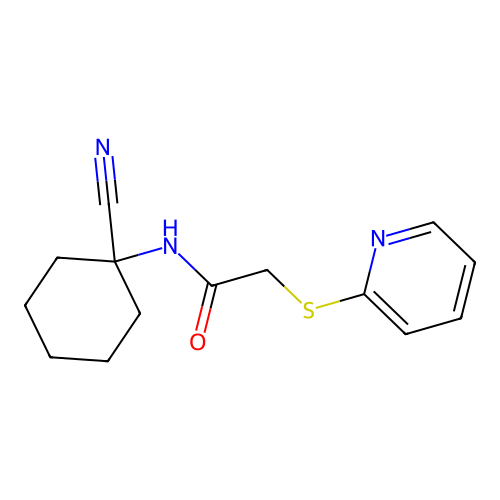 N-(1-cyanocyclohexyl)-2-pyridin-2-ylsulfanylacetamide structure