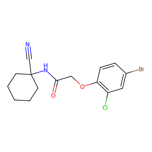 2-(4-bromo-2-chlorophenoxy)-N-(1-cyanocyclohexyl)acetamide structure