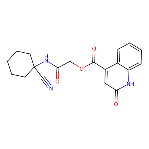 [2-[(1-cyanocyclohexyl)amino]-2-oxoethyl] 2-oxo-1H-quinoline-4-carboxylate structure