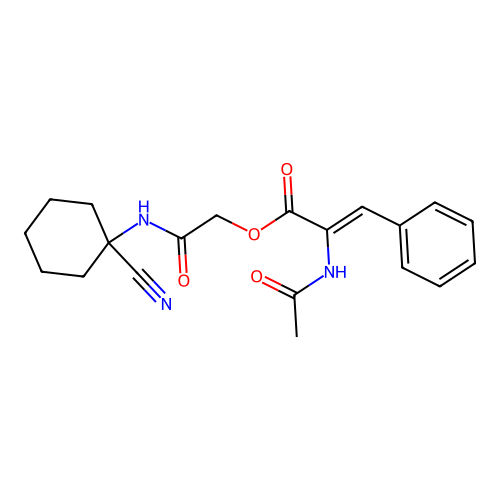 [2-[(1-cyanocyclohexyl)amino]-2-oxoethyl] (Z)-2-acetamido-3-phenylprop-2-enoate structure