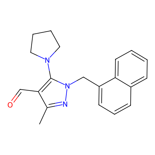 3-methyl-1-(1-naphthylmethyl)-5-pyrrolidin-1-yl-1H-pyrazole-4-carbaldehyde structure
