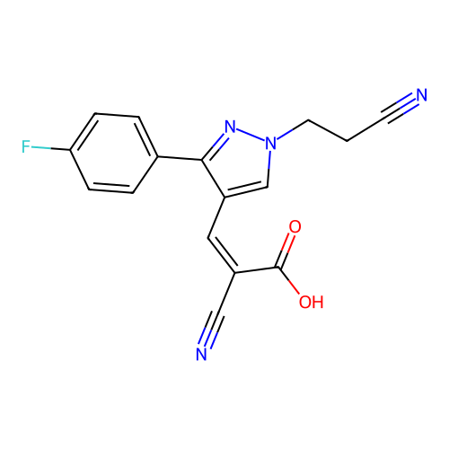 2-Cyano-3-(1-(2-cyanoethyl)-3-(4-fluorophenyl)-1h-pyrazol-4-yl)acrylic acid structure