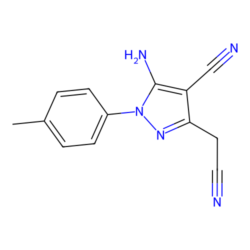 5-Amino-3-cyanomethyl-1-p-tolyl-1H-pyrazole-4-carbonitrile structure