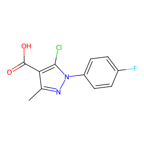 5-chloro-1-(4-fluorophenyl)-3-methyl-1H-pyrazole-4-carboxylic acid structure
