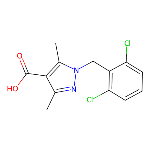 1-((2,6-dichlorophenyl)methyl)-3,5-dimethyl-1H-pyrazole-4-carboxylic acid structure