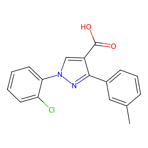 1-(2-chlorophenyl)-3-(3-methylphenyl)-1H-pyrazole-4-carboxylic acid structure