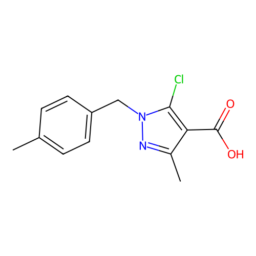 5-chloro-3-methyl-1-[(4-methylphenyl)methyl]-1H-pyrazole-4-carboxylic acid structure