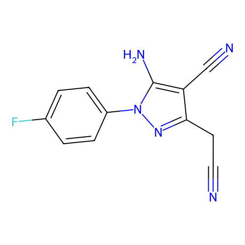 5-Amino-3-cyanomethyl-1-(4-fluoro-phenyl)-1H-pyrazole-4-carbonitrile structure