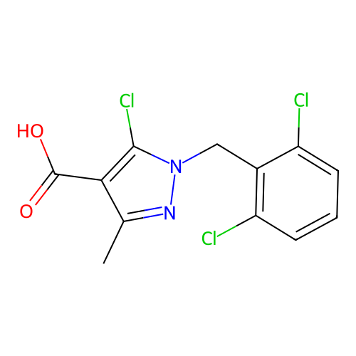 5-chloro-1-[(2,6-dichlorophenyl)methyl]-3-methyl-1H-pyrazole-4-carboxylic acid structure