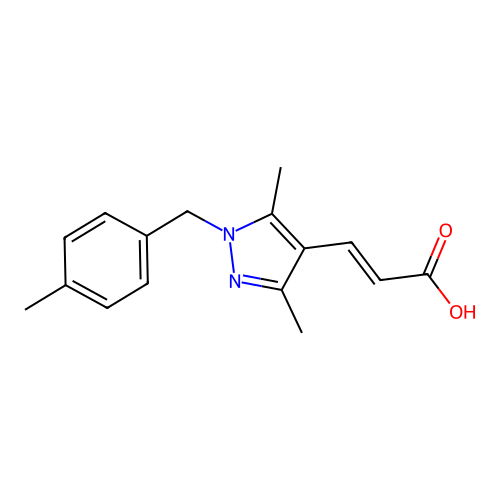 3-{3,5-dimethyl-1-[(4-methylphenyl)methyl]-1H-pyrazol-4-yl}prop-2-enoic acid structure