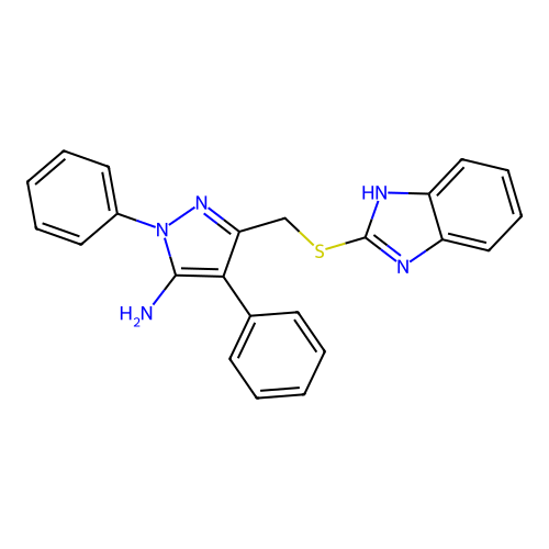 5-(1H-Benzoimidazol-2-ylsulfanylmethyl)-2,4-diphenyl-2H-pyrazol-3-ylamine structure