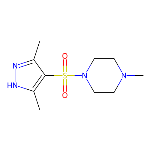 1-[(3,5-dimethyl-1H-pyrazol-4-yl)sulfonyl]-4-methylpiperazine structure