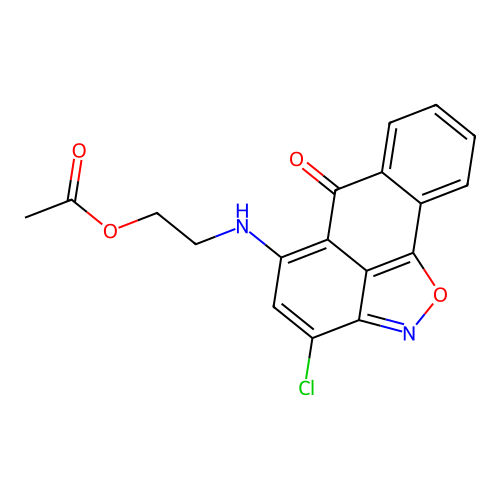 2-((3-chloro-6-oxo-6H-anthra[1,9-cd]isoxazol-5-yl)amino)ethyl acetate structure