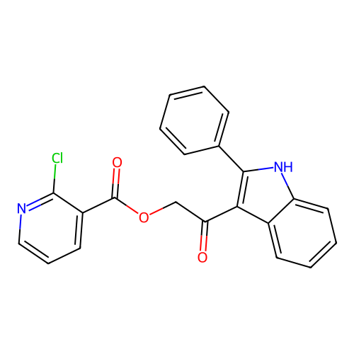 [2-oxo-2-(2-phenyl-1H-indol-3-yl)ethyl] 2-chloropyridine-3-carboxylate structure