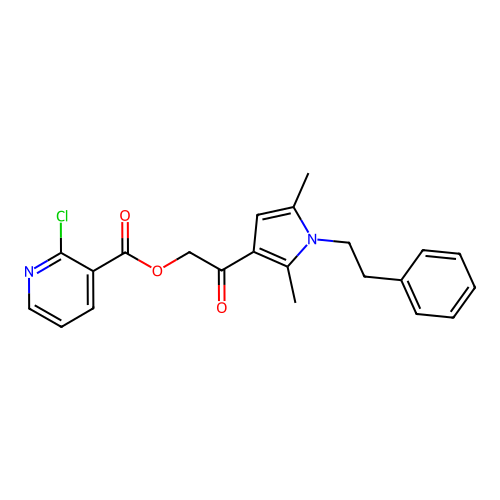 [2-[2,5-dimethyl-1-(2-phenylethyl)pyrrol-3-yl]-2-oxoethyl] 2-chloropyridine-3-carboxylate structure