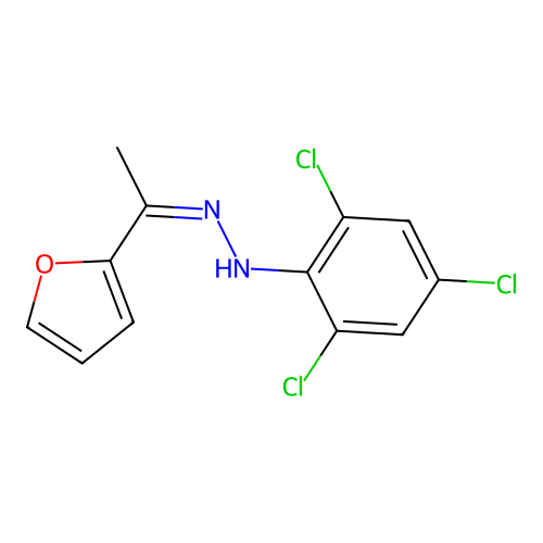 2,4,6-trichloro-N-[1-(furan-2-yl)ethylideneamino]aniline structure