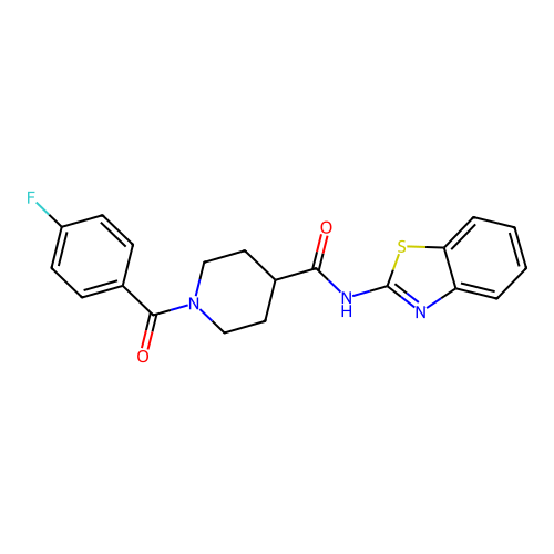 N-(1,3-benzothiazol-2-yl)-1-(4-fluorobenzoyl)piperidine-4-carboxamide structure