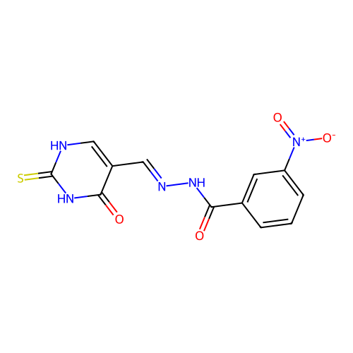 3-nitro-N-[(4-oxo-2-sulfanylidene-1H-pyrimidin-5-yl)methylideneamino]benzamide structure