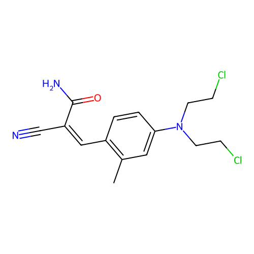 3-[4-[Bis(2-chloroethyl)amino]-2-methylphenyl]-2-cyanoprop-2-enamide structure