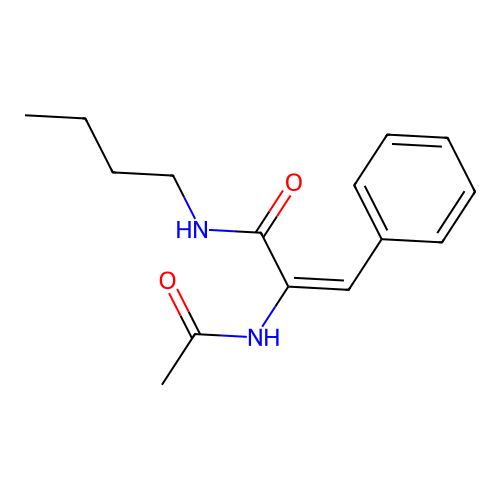 (E)-2-acetamido-N-butyl-3-phenylprop-2-enamide structure