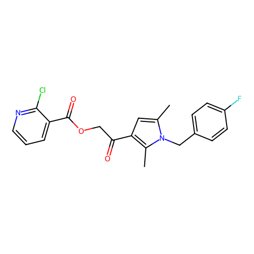 [2-[1-[(4-fluorophenyl)methyl]-2,5-dimethylpyrrol-3-yl]-2-oxoethyl] 2-chloropyridine-3-carboxylate structure
