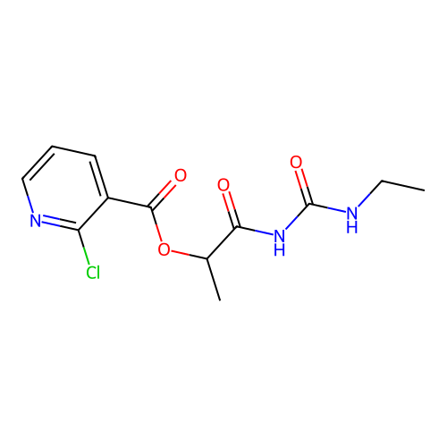 1-[(Ethylcarbamoyl)amino]-1-oxopropan-2-yl 2-chloropyridine-3-carboxylate structure