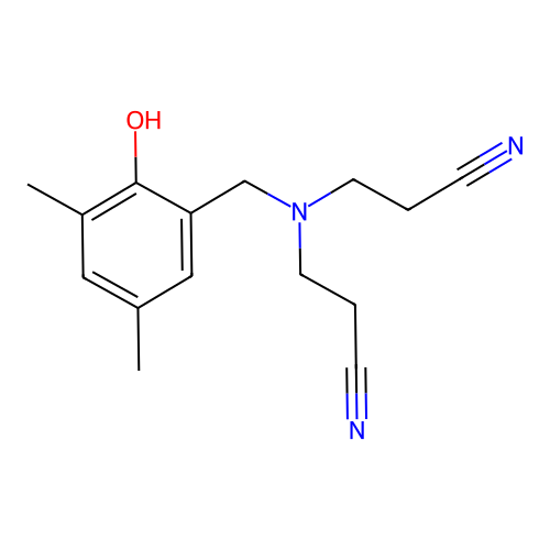 3,3'-{[(2-Hydroxy-3,5-dimethylphenyl)methyl]azanediyl}dipropanenitrile structure