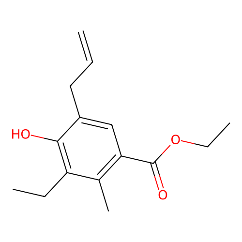Ethyl 5-allyl-3-ethyl-4-hydroxy-2-methylbenzoate structure