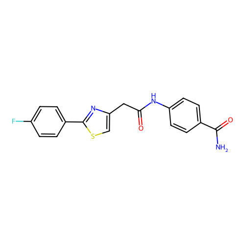 4-({[2-(4-Fluorophenyl)-1,3-thiazol-4-yl]acetyl}amino)benzamide structure