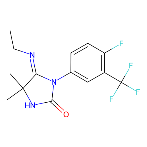 5,5-Dimethyl-4-(ethylimino)-3-(alpha,alpha,alpha,4-tetrafluoro-m-tolyl)-2-imidazolidinone structure