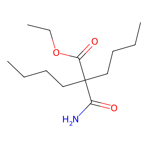 Ethyl 2-butyl-2-carbamoyl-hexanoate structure