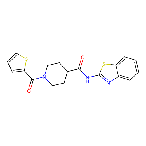 N-(1,3-benzothiazol-2-yl)-1-(thiophene-2-carbonyl)piperidine-4-carboxamide structure
